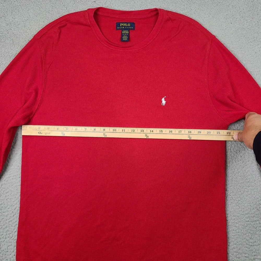 Polo Ralph Lauren Sleepwear Shirt Mens XL Red Waffle Knit Thermal Long Sleeve